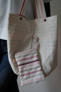 Jonagored groß - rosa gestreift - Zusatztasche