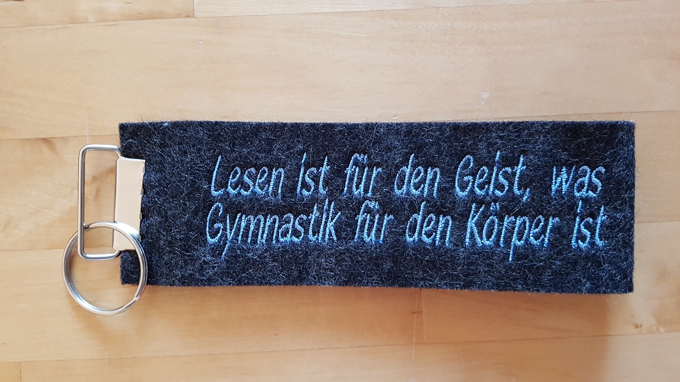 Schlüsselanhänger bestickt - mit Spruch